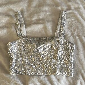 sequin forever 21 white top